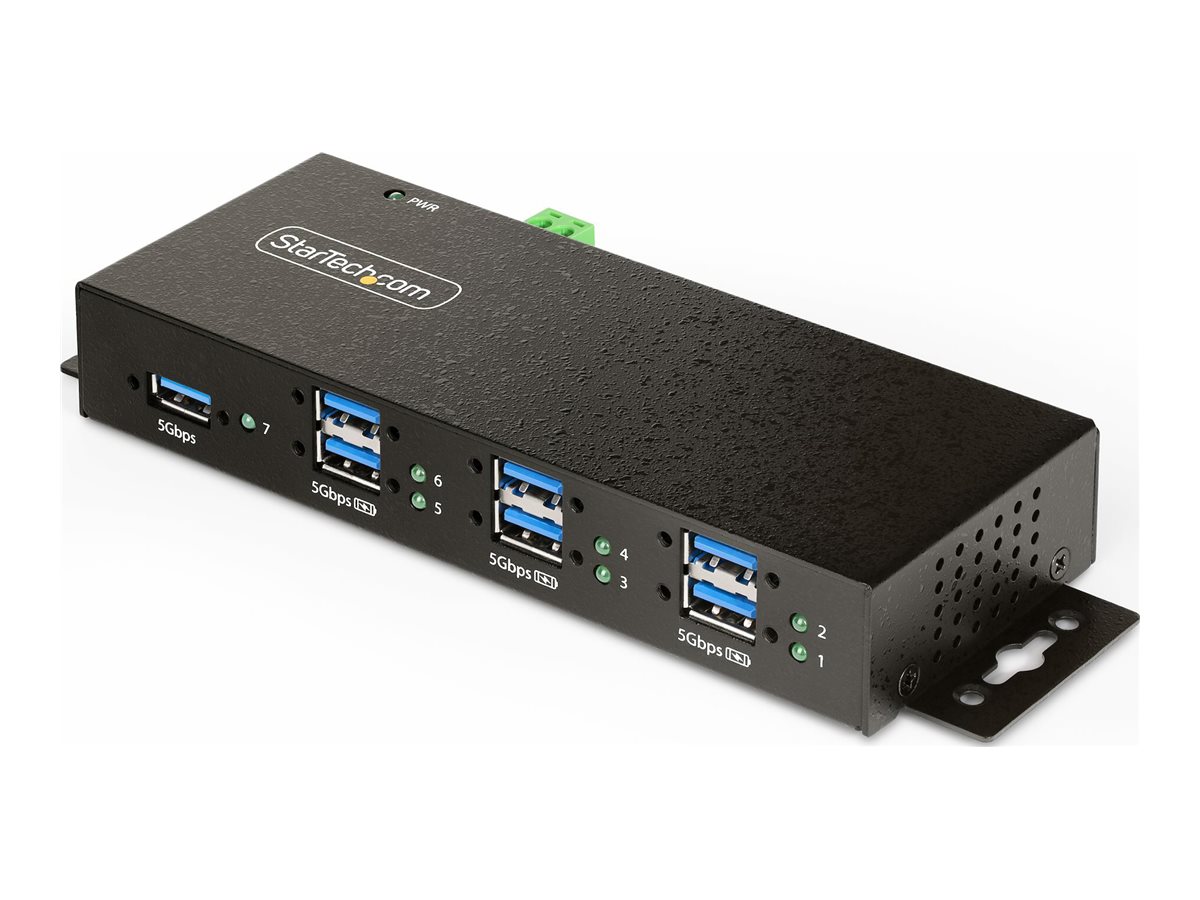 STARTECHCOM 7Port USB 30 Hub Managed Industriegehaeuse ESDuberspannungsschutz WandTischSchienenmontage 5Gbps USB Verteiler