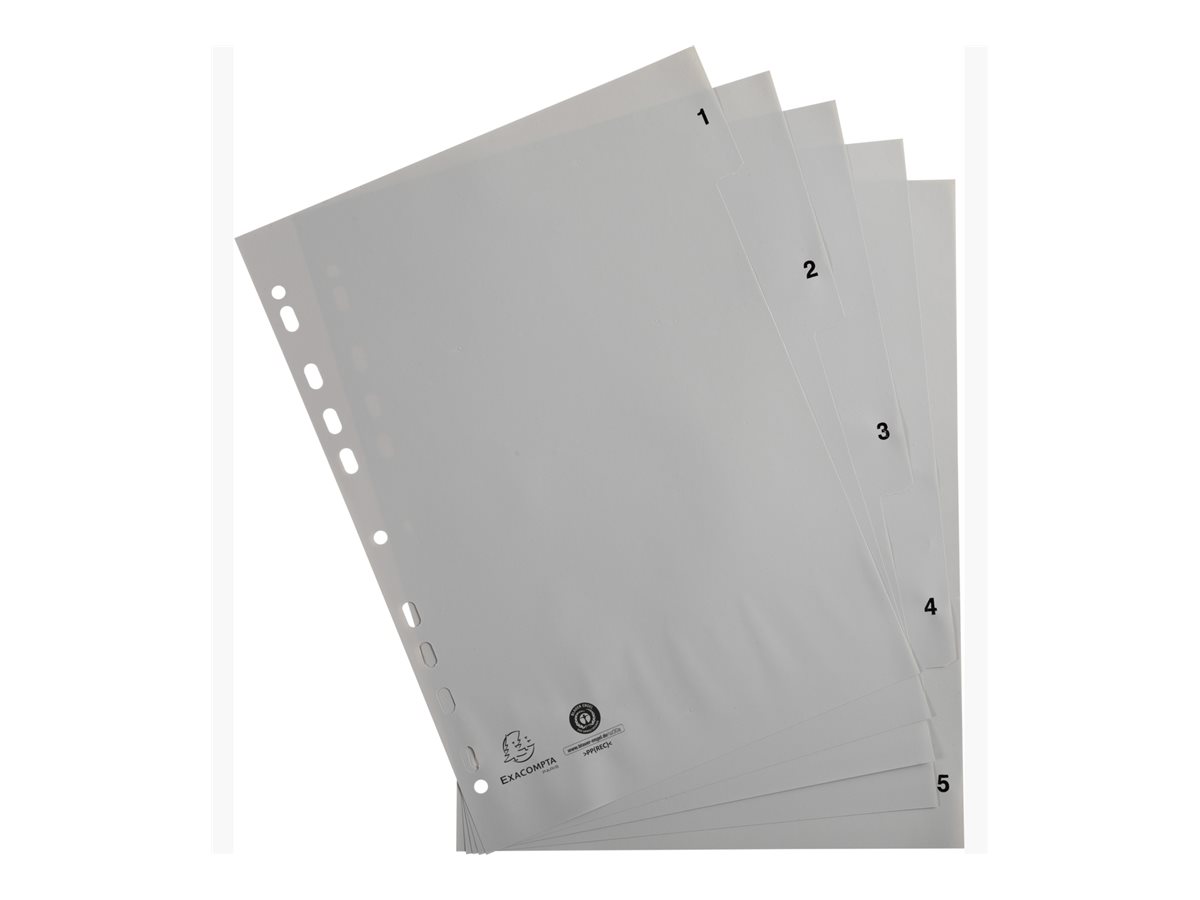 Exacompta Ordnerregister Vollformat 1-5 grau 5-teilig, 1 Satz Exacompta Ordnerregister Vollformat 1-5 grau 5-teilig, 1 Satz