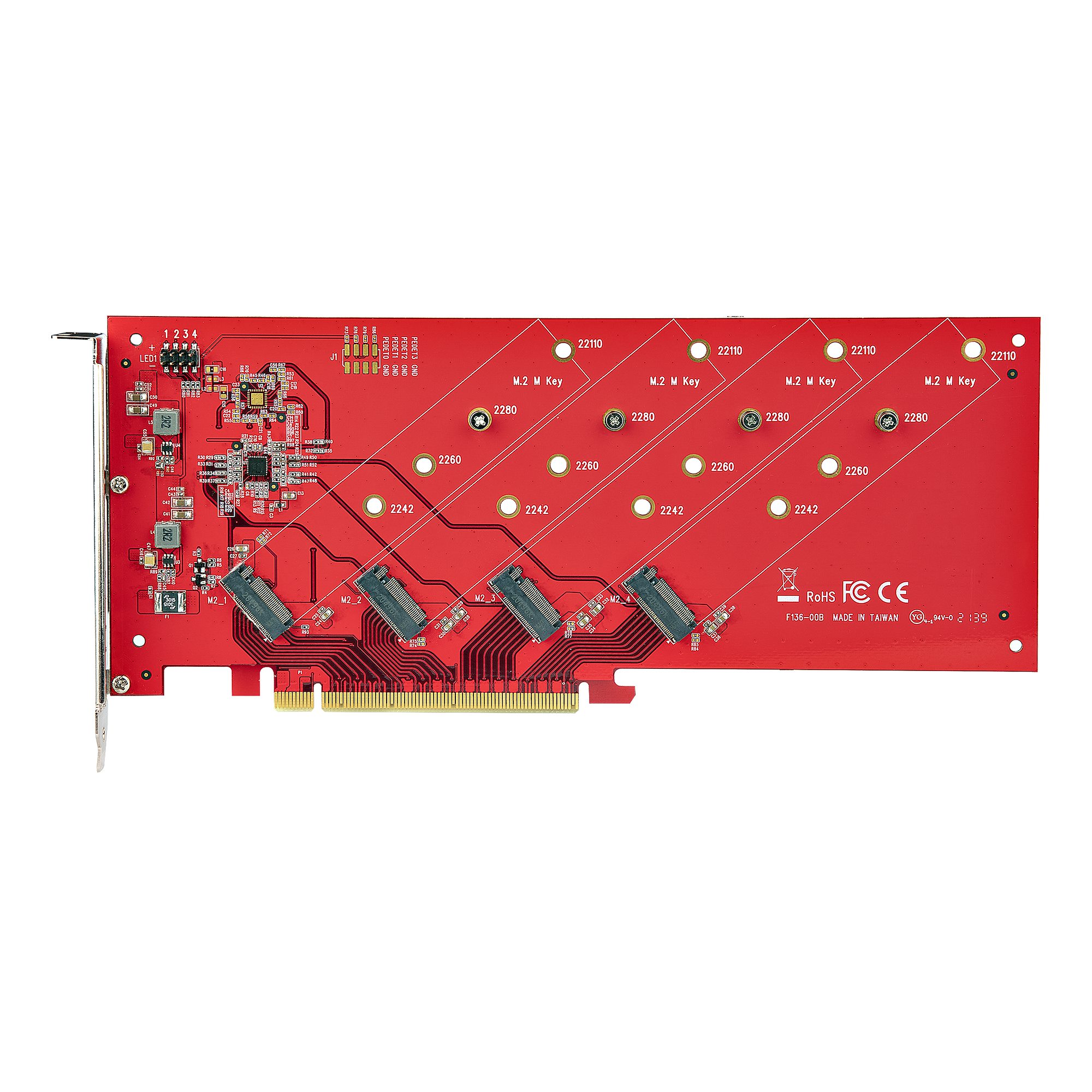 STARTECHCOM Quad M2 PCIe Adapterkarte PCI Express 40 x16 auf Vierfach NVMe oder AHCI MKey M2 SSDs 7,8GBits je SSD Bifurkation