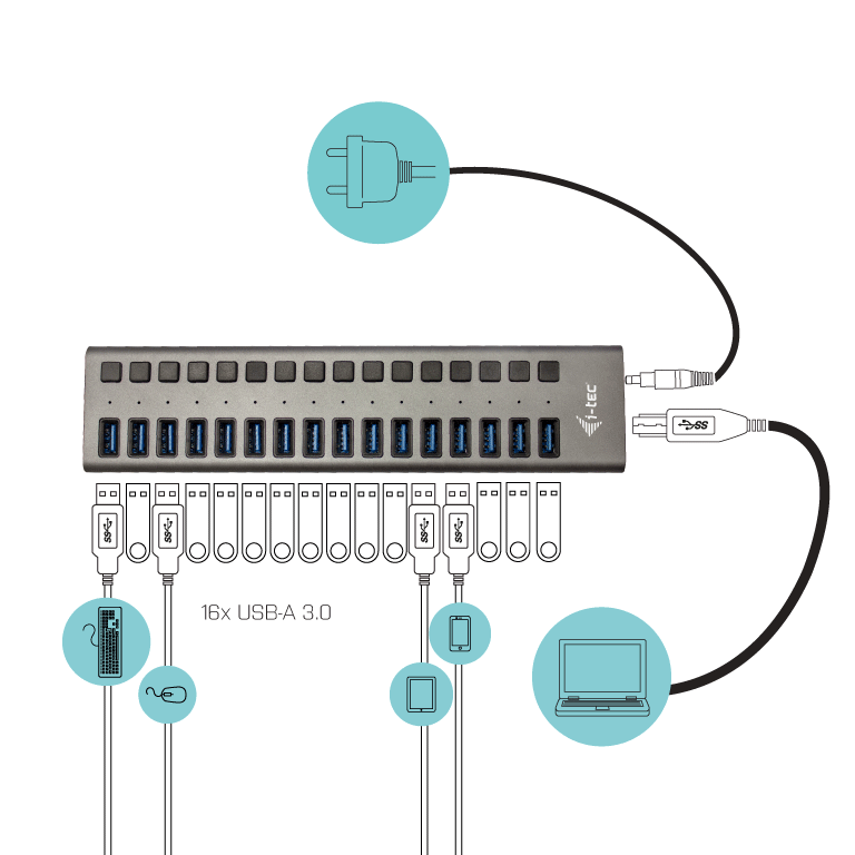 i-tec USB 3.0 Charging Hub 16-Port