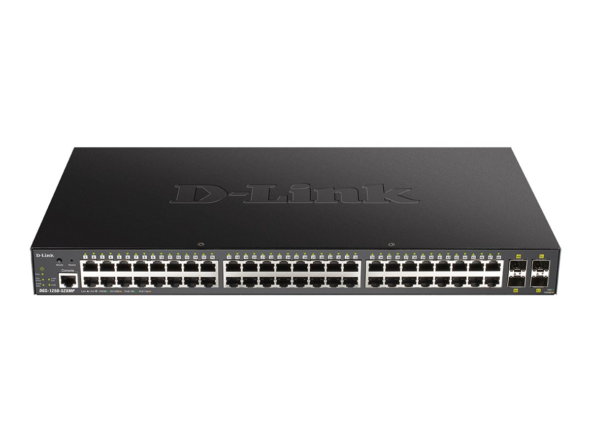 D-LINK DGS-1250-52XMP/E 52-Port Smart Managed PoE+ Gigabit Switch 48x 10/100/1000 4x 10Gbit/s SFP+