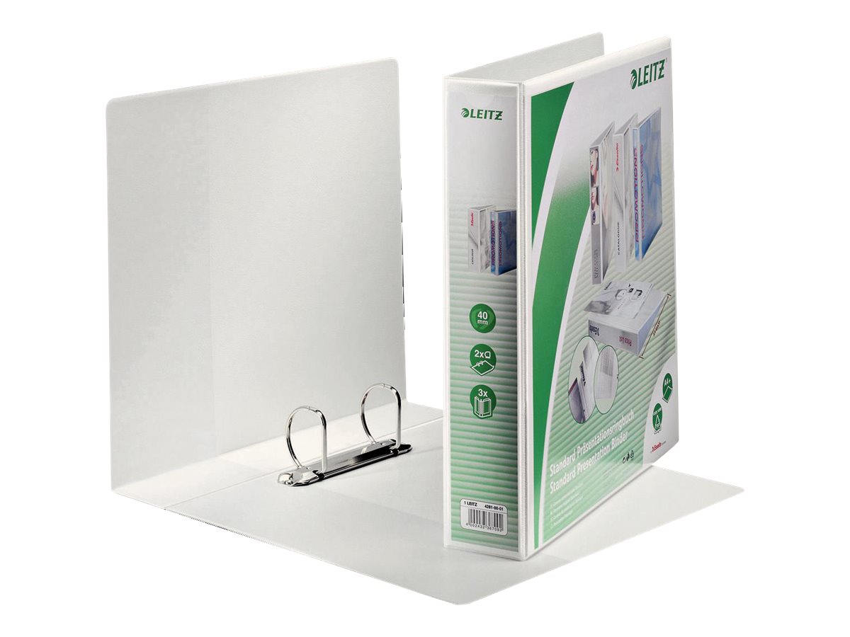 4 LEITZ Praesentationsringbuecher 2-Ringe weiss 6,3 cm DIN A4