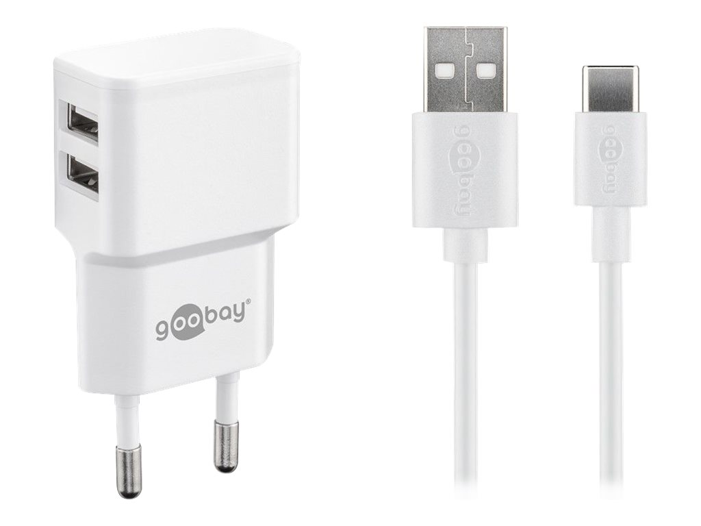 goobay Ladekabel mit Adapter weiÃ, KabellÃ¤nge: 1 m, 12 Watt
