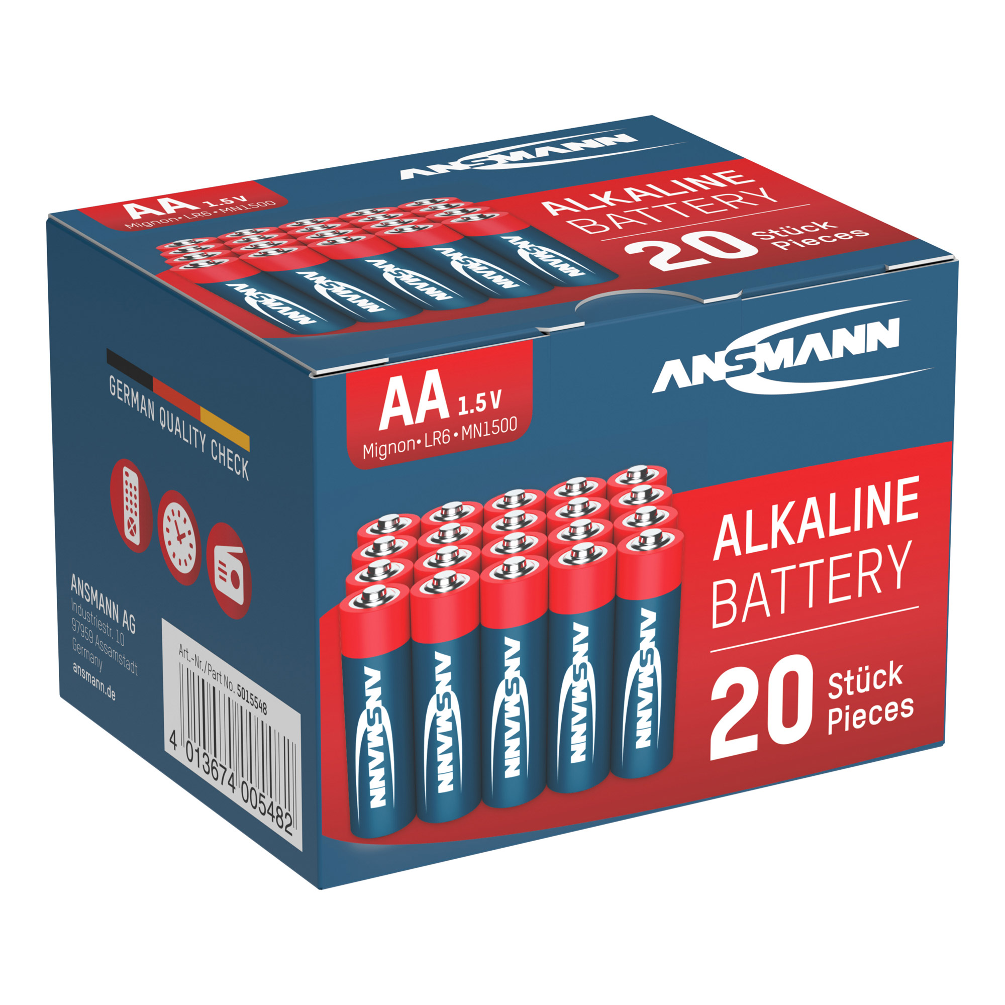 20 ANSMANN Batterien Red Alkaline Mignon AA 1,5 V