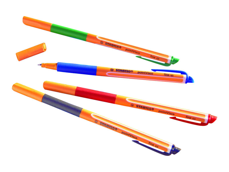 STABILO pointVisco Gelschreiber orange 0,5 mm, Schreibfarbe: farbsortiert, 4 St.