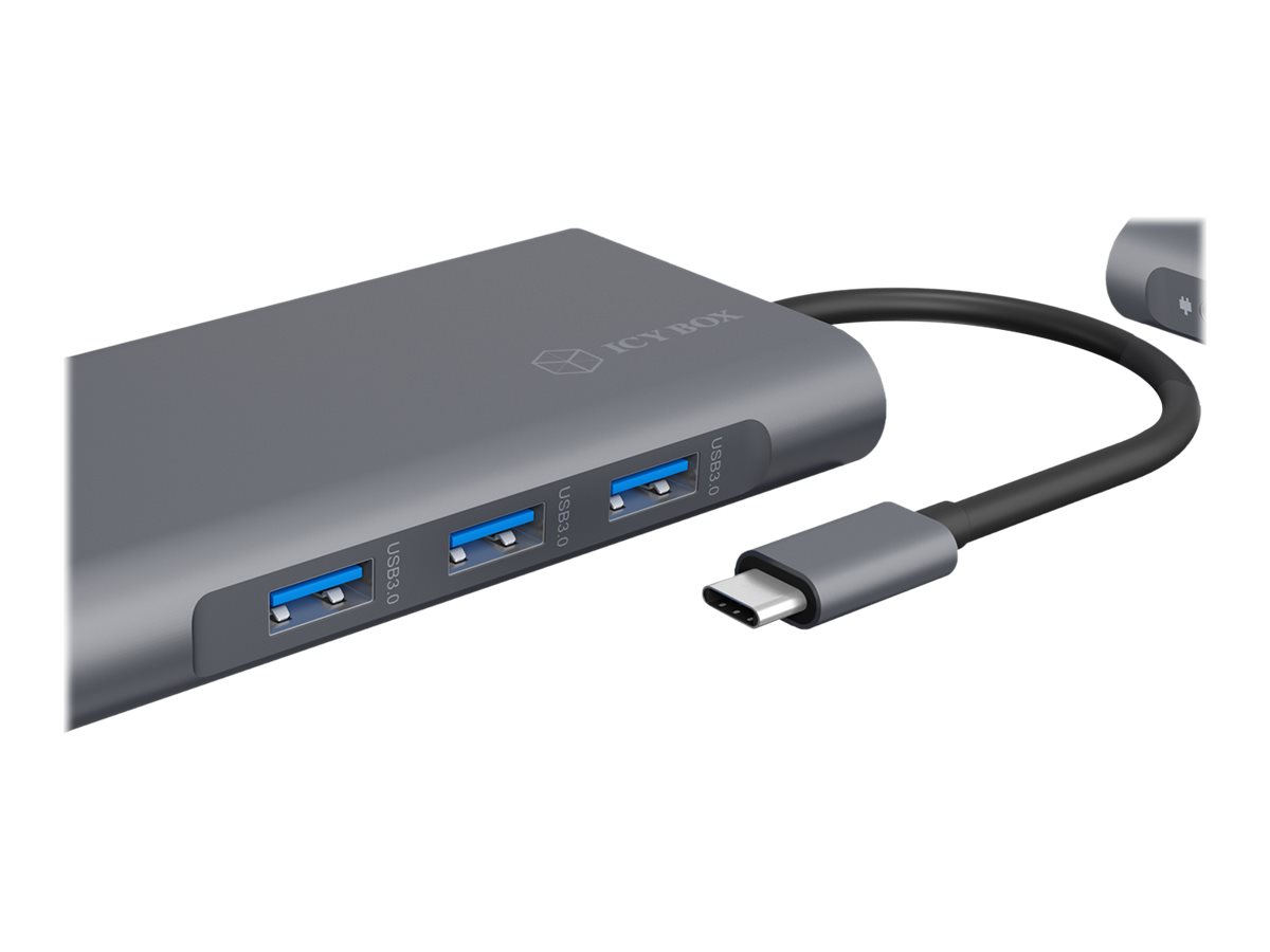 ICY BOX mobile Type-C DockingStation IB-DK4040-CPD 3x USB A 1xType-C mit Power Delivery HDMI und VGA  HDMI bis zu 3840x2160 30 Hz