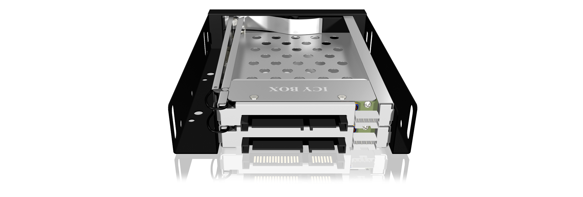 Wechselrahmen 2xSATA 25 zu 2xSATA Host traegerlos fuer 35 Schacht ICY BOX