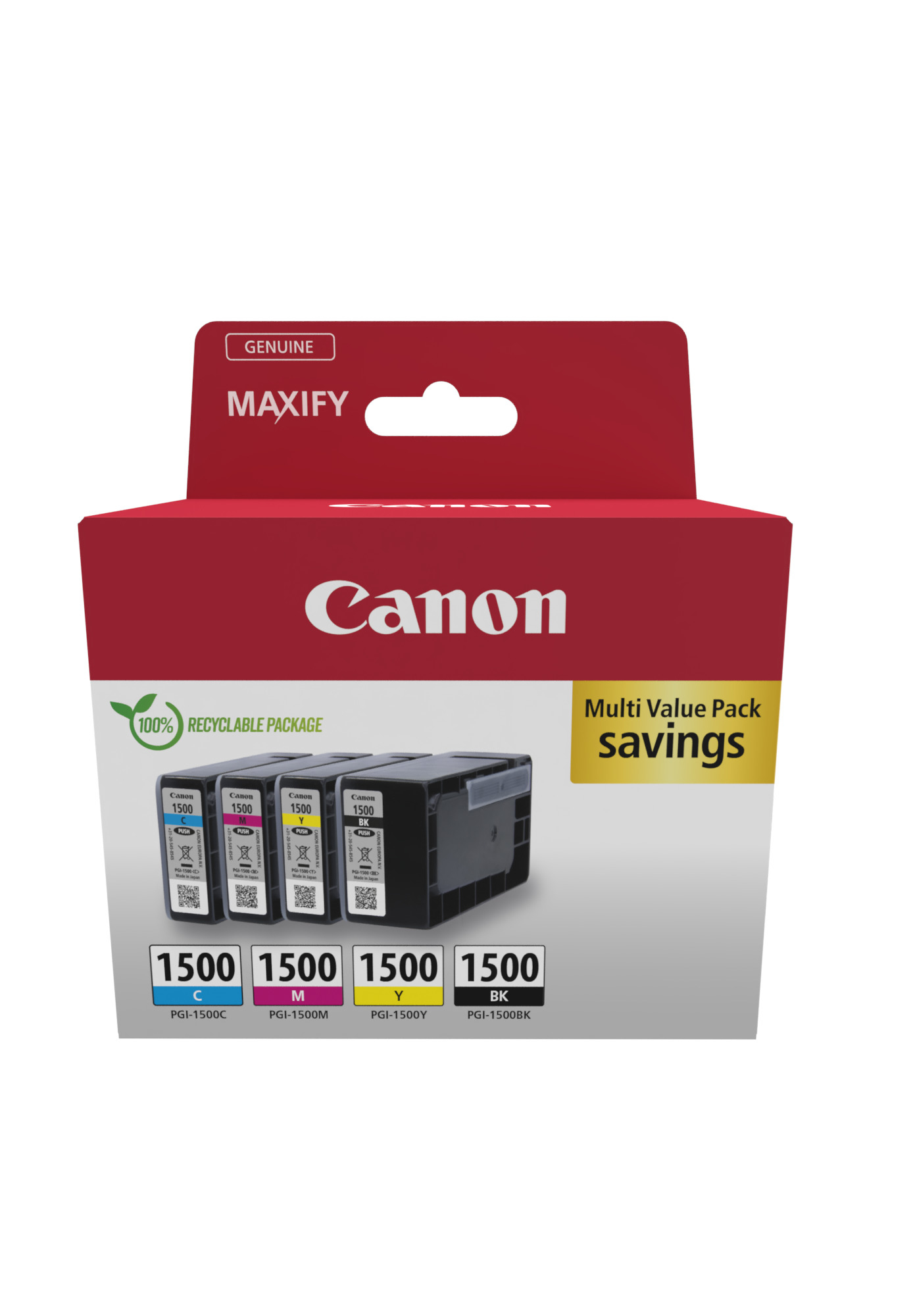 Canon PGI1500 BKCMY schwarz, cyan, magenta, gelb Druckerpatronen, 4erSet