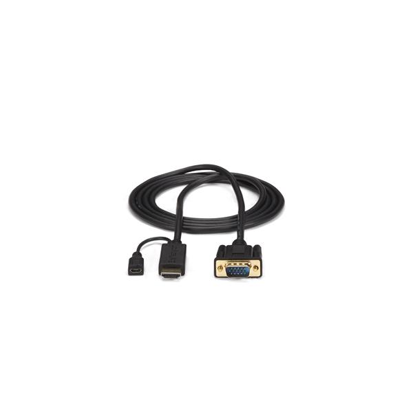 STARTECHCOM 1,8m aktives HDMI auf VGA Konverter Kabel HDMI zu VGA Adapter 180cm Schwarz 1920x1200 1080p