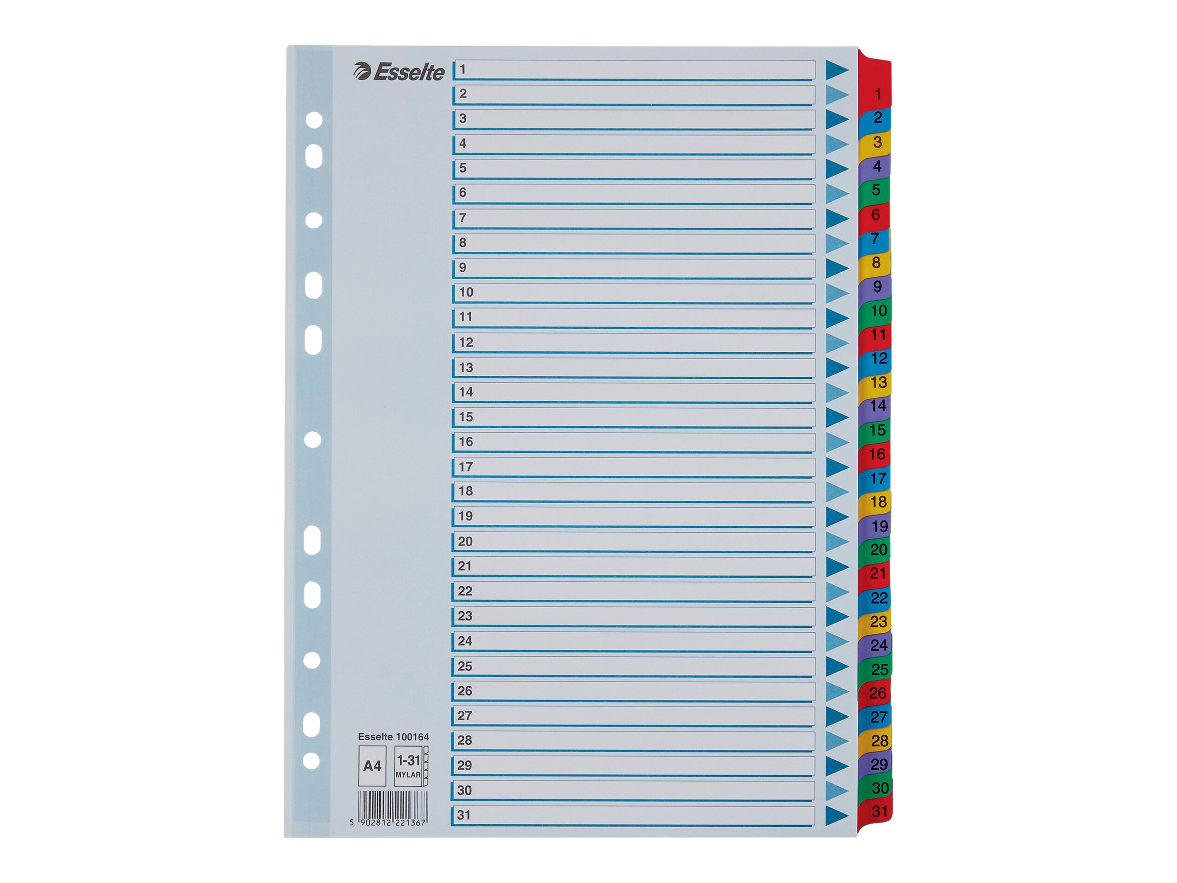 Esselte Ordnerregister Vollformat 1-31 farbig 31-teilig, 1 Satz Esselte Ordnerregister Vollformat 1-31 farbig 31-teilig, 1 Satz