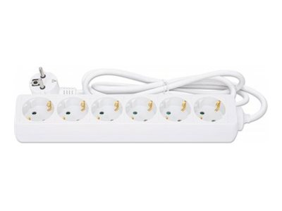 MANHATTAN 6-fach Steckdosenleiste Schutzkontakt Sechs Typ F-Steckdosen integriertes 2 m Stromkabel mit Typ F-Stecker 16 A weiss MANHATTAN 6-fach Steckdosenleiste Schutzkontakt Sechs Typ F-Steckdosen integriertes 2 m Stromkabel mit Typ F-Stecker 16 A weiss