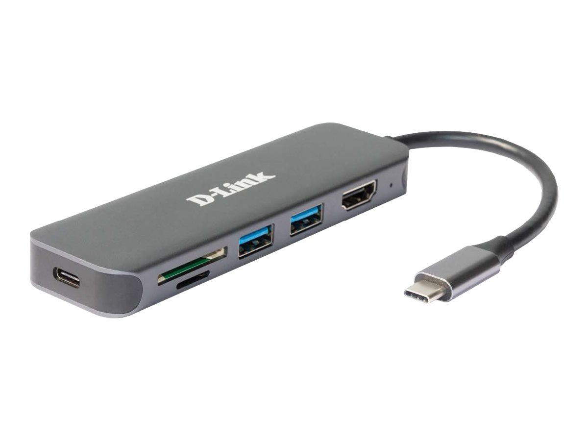 D-LINK DUB-2327 6-in-1 USB-C Hub 1x HDMI 1x USB-C 60W 2x USB-A 3.0 Dual-Slot SD/microSD/SDHC/SDXC Aluminiumlegierung