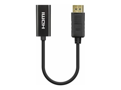 MANHATTAN 4K60Hz Aktiver DisplayPort auf HDMI-Adapter DisplayPort-Stecker auf HDMI-Buchse Kabeladapter mit Dongle schwarz