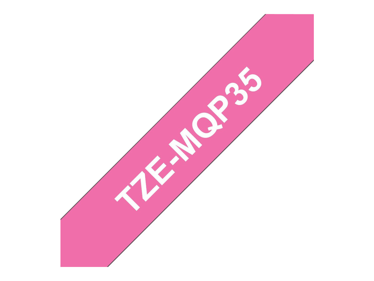 Brother laminiertes Schriftband P-Touch TZe-MQP35 - 12 mm x 5 m - Weiß auf Pink