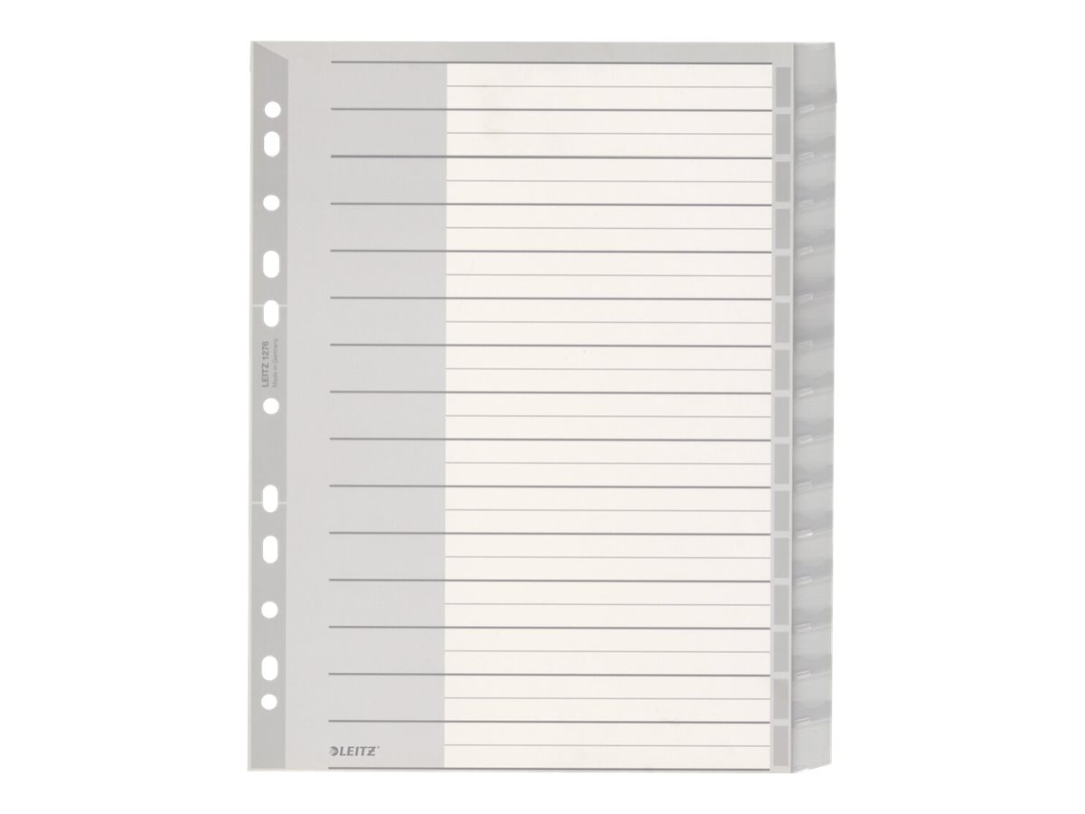 LEITZ Ordnerregister 1276 Vollformat, ueberbreite blanko grau 15-teilig, 1 Satz LEITZ Ordnerregister 1276 Vollformat, ueberbreite blanko grau 15-teilig, 1 Satz