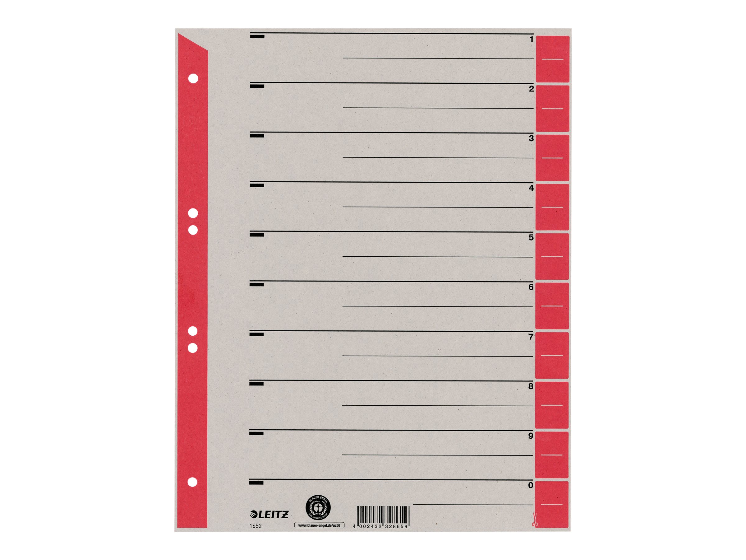 LEITZ Trennblaetter 1652 1-0 rot, 100 St. LEITZ Trennblaetter 1652 1-0 rot, 100 St.