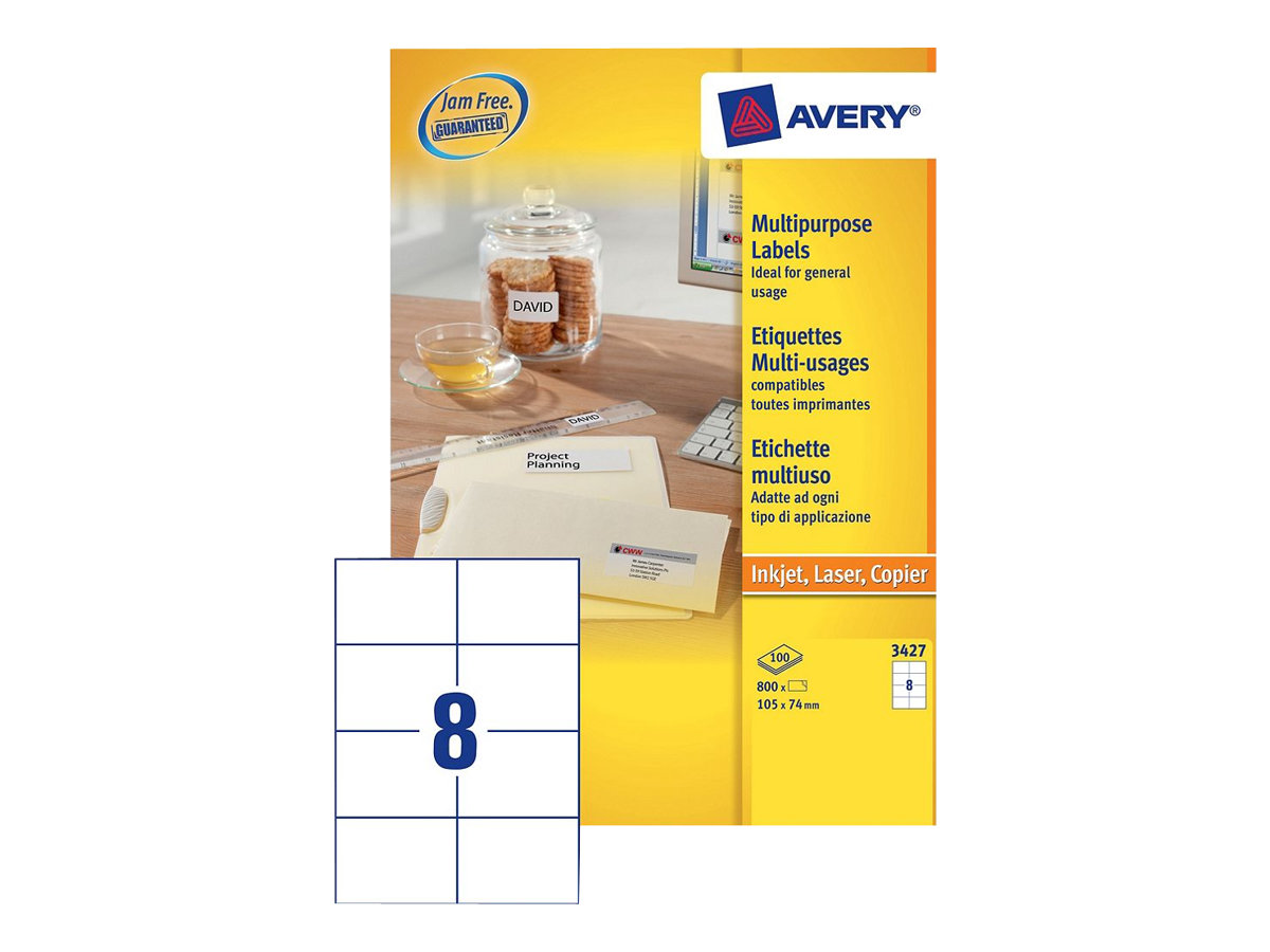 800 AVERY Zweckform Etiketten 3427 weiss 105,0 x 74,0 mm