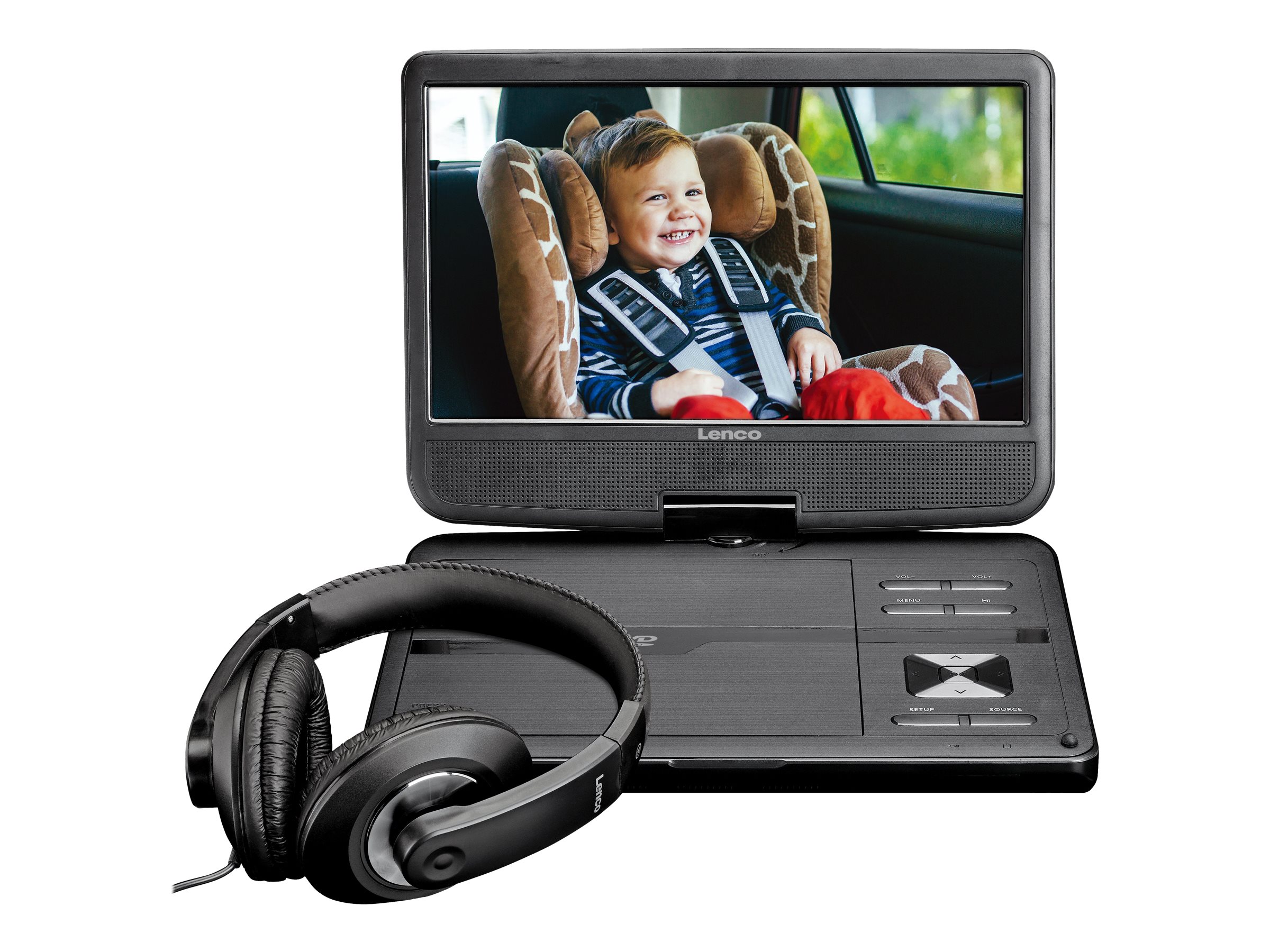 Lenco DVP-1010 10 DVD-Player mit Kfz-Halter, Kopfhörer