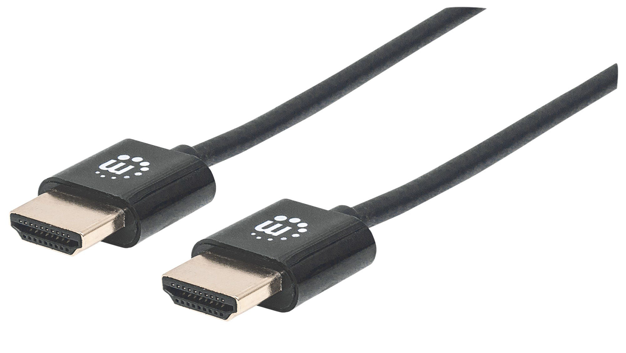 MANHATTAN High Speed HDMI Kabel 0,5m ultra duenn mit EthernetKanal 4K UHD Aufloesung mit 60Hz 3DVideo