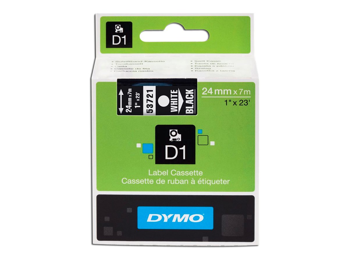 DYMO Schriftband D1 53721 S0721010, 24 mm weiÃ auf schwarz