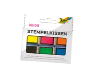 folia Stempelkissen neon gelb, pink, orange, schwarz, gruen, blau 6x 2,4 x 2,4 cm, 1 Pack