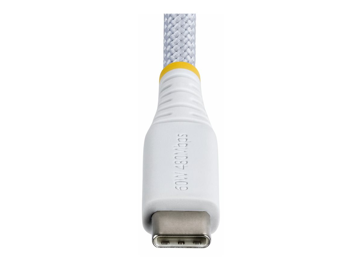 STARTECHCOM 15cm USBC Ladekabel 60W 3A PD Geflochtenes NylonTPE Mantel Robustes USBC LaptopHandy Ladekabel Weiss