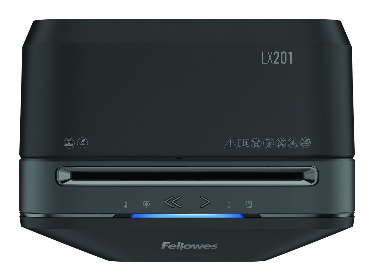 Fellowes Powershred LX 201 Aktenvernichter mit Partikelschnitt P-5, 2 x 12 mm, bis 11 Blatt, schwarz