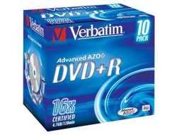 VERBATIM DVD+R 4.7GB 16x IW  (10) JC