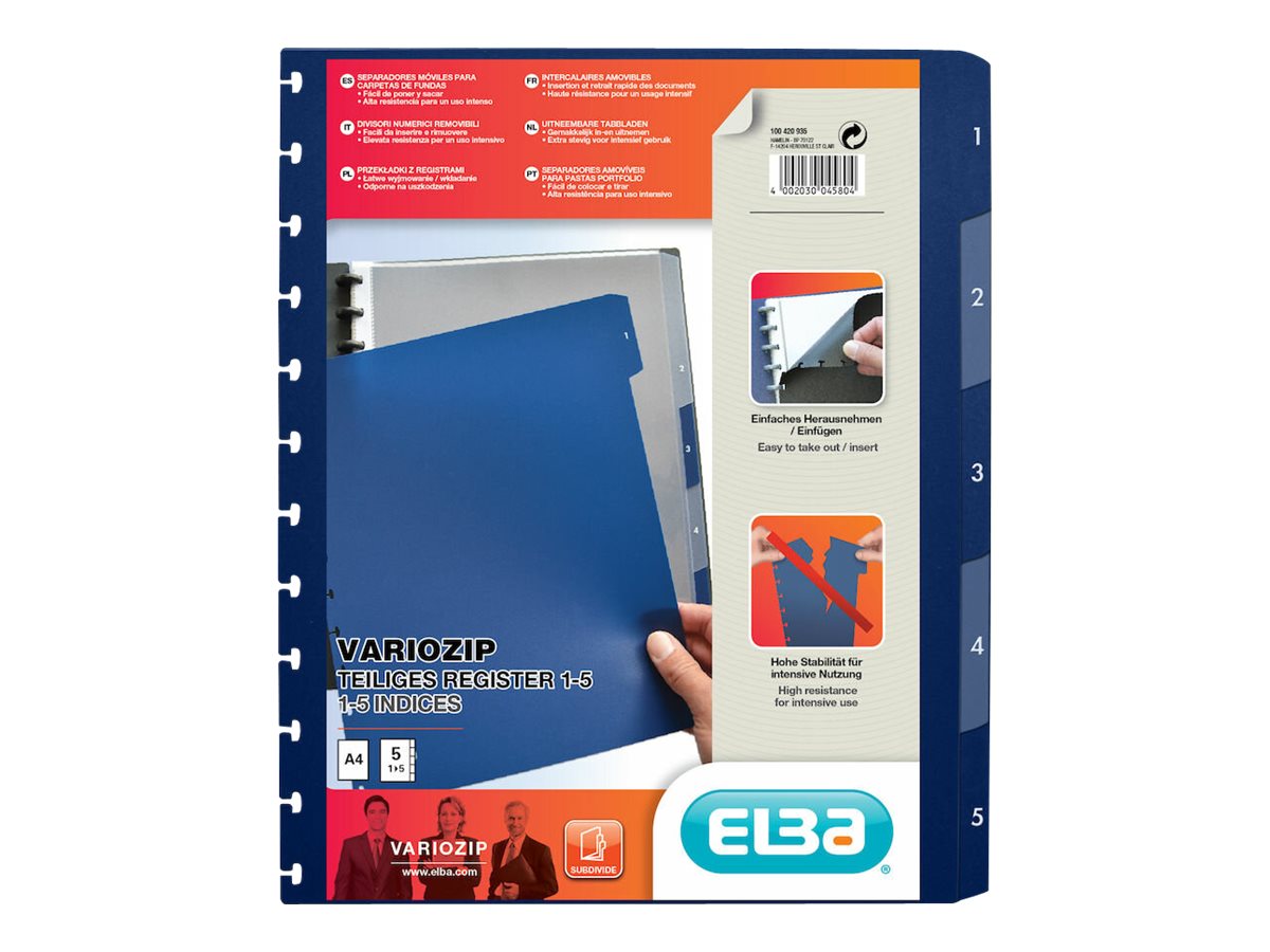 OXFORD Ordnerregister vario-zipp Vollformat 1-5 blau/ transparent 5-teilig, 1 St. OXFORD Ordnerregister vario-zipp Vollformat 1-5 blau/ transparent 5-teilig, 1 St.