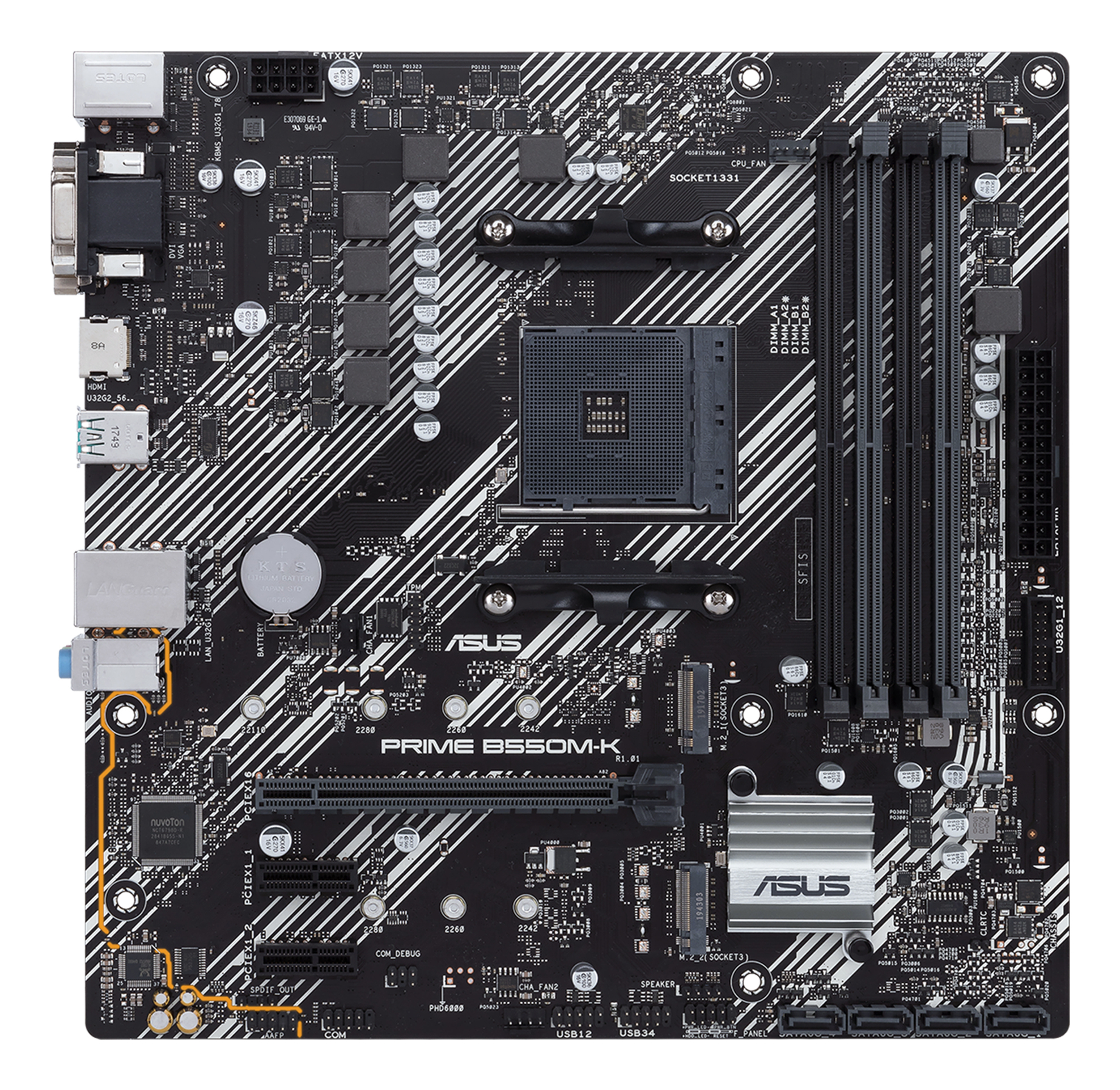 ASUS PRIME B550MK mATX MB dual M2 PCIe 40 1Gb Ethernet HDMIDSubDVI SATA 6Gbps USB32 Gen 2 TypeA