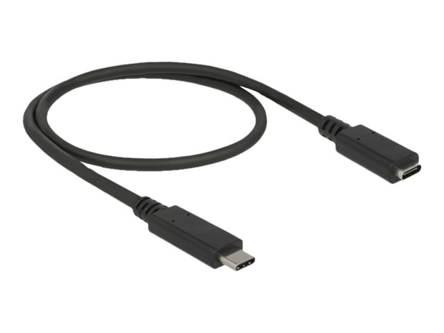 Delock Kabel USB 3.1 USB Type-C St.>USB Type-C Bu. Verlaengerung 0,5m schwarz Delock Kabel USB 3.1 USB Type-C St.>USB Type-C Bu. Verlaengerung 0,5m schwarz