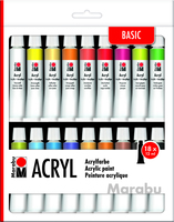 18 Marabu Basic Acrylfarben farbsortiert 18 x 12,0 ml