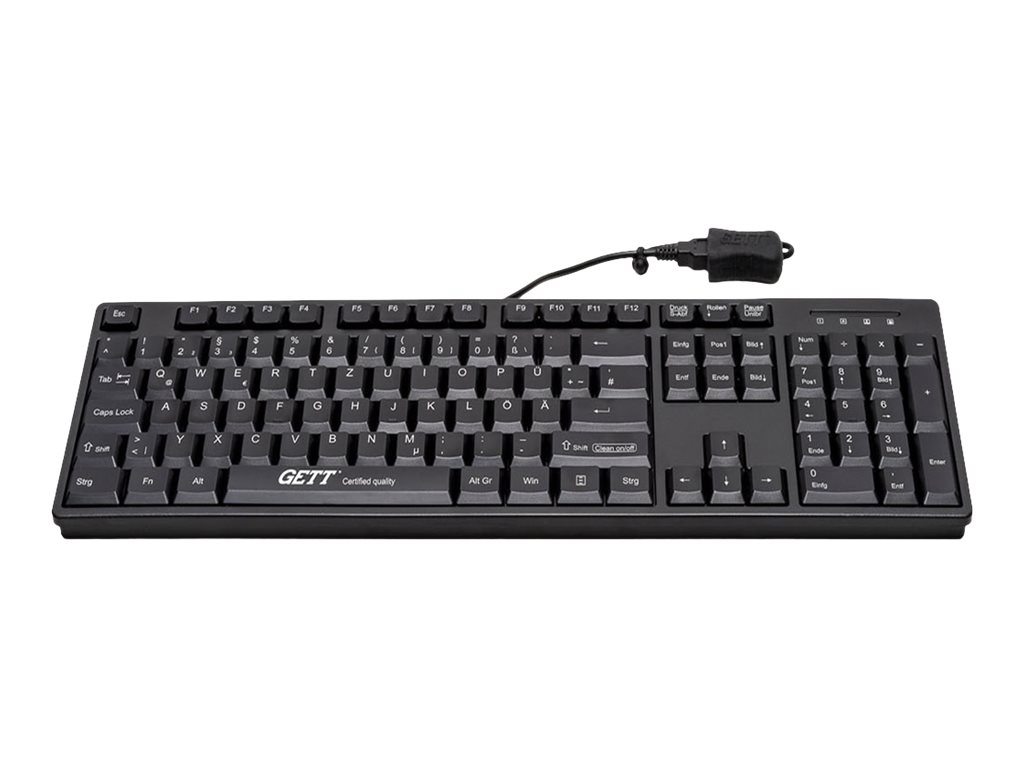 GETT GCQ Cleantype Easy Basic Tastatur mit Kunststoffgehaeuse IP 68 NUM-Block 105 Tasten USB Farbe: schwarz Layout: DE GETT GCQ Cleantype Easy Basic Tastatur mit Kunststoffgehaeuse IP 68 NUM-Block 105 Tasten USB Farbe: schwarz Layout: DE