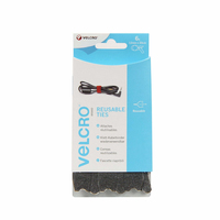 VELCRO Kabelbinder Klettverschluss 12 mm × 20 cm Schwarz 6‑Stück