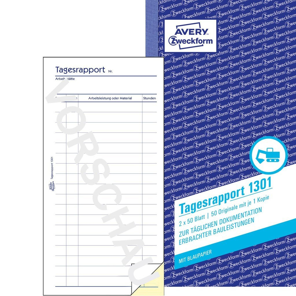 AVERY Zweckform Tagesrapport Formularbuch 1301