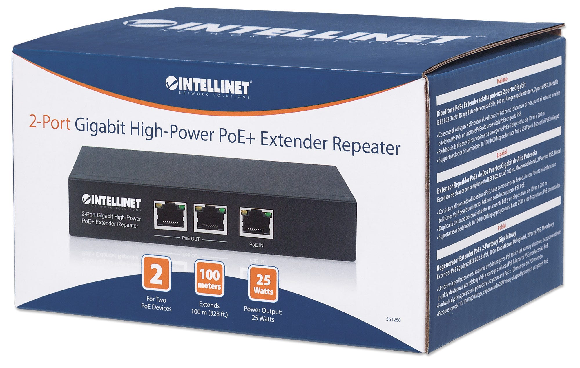 INTELLINET 2 Port Gigabit PoE Extender IEEE 8023ataf verlaengert die Reichweite einer PoEVerbindung um zusaetzliche 100m Metall