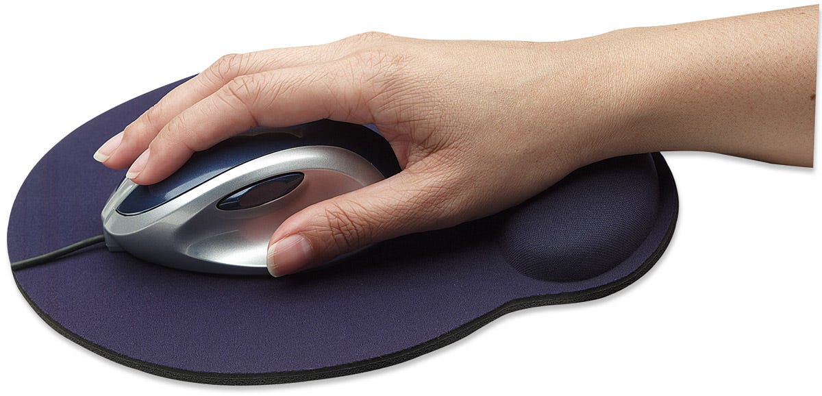 MANHATTAN Mauspad mit Handgelenkauflage Ergonomisches Design Anti-Rutsch Unterlage Schaumstoff fuehlt sich an wie Gel blau