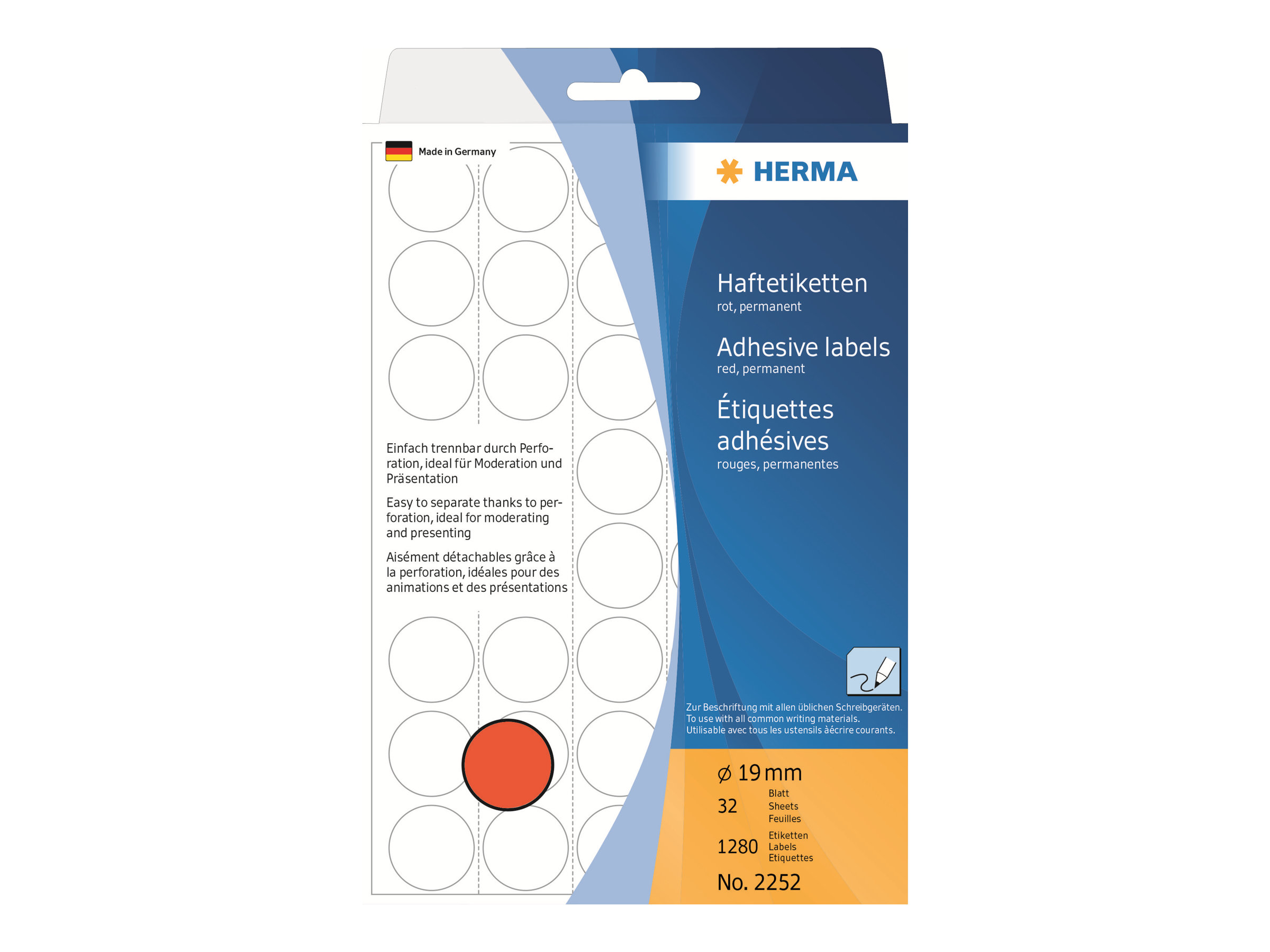 HERMA Klebepunkte 2252 rot Ø 19,0 mm, 1.280 St. HERMA Klebepunkte 2252 rot Ø 19,0 mm, 1.280 St.