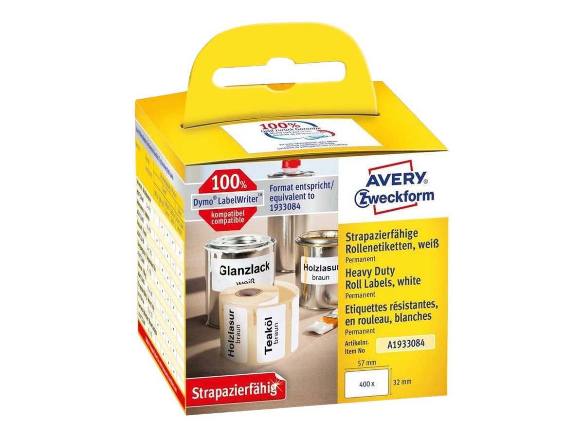 AVERY Zweckform Etikettenrolle fuer Etikettendrucker A1933084 weiss, 57,0 x 32,0 mm, 1 x 400 Etiketten AVERY Zweckform Etikettenrolle fuer Etikettendrucker A1933084 weiss, 57,0 x 32,0 mm, 1 x 400 Etiketten
