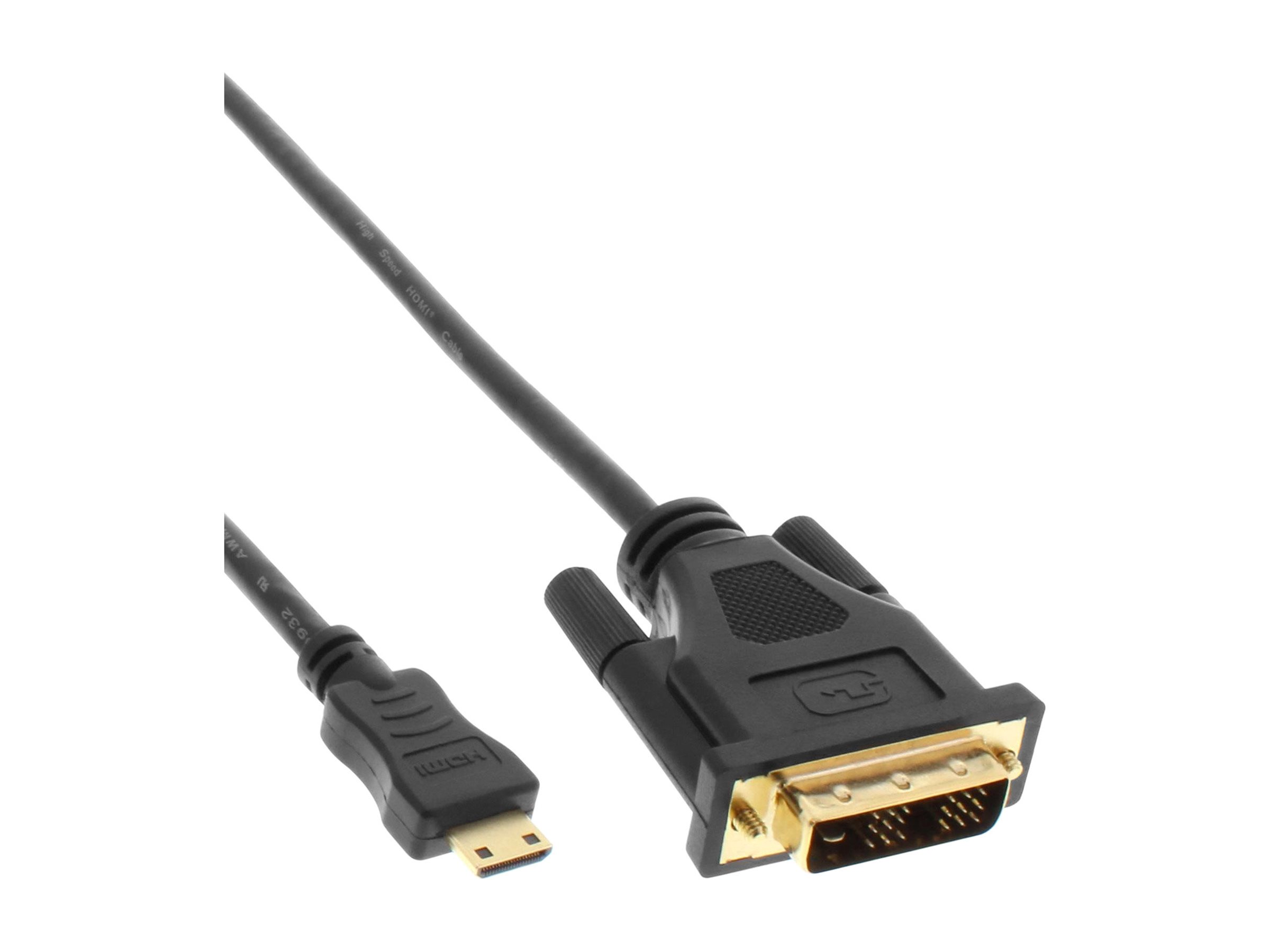INLINE Mini-HDMI zu DVI Kabel HDMI Stecker C zu DVI 18+1 vergoldete Kontakte  2m