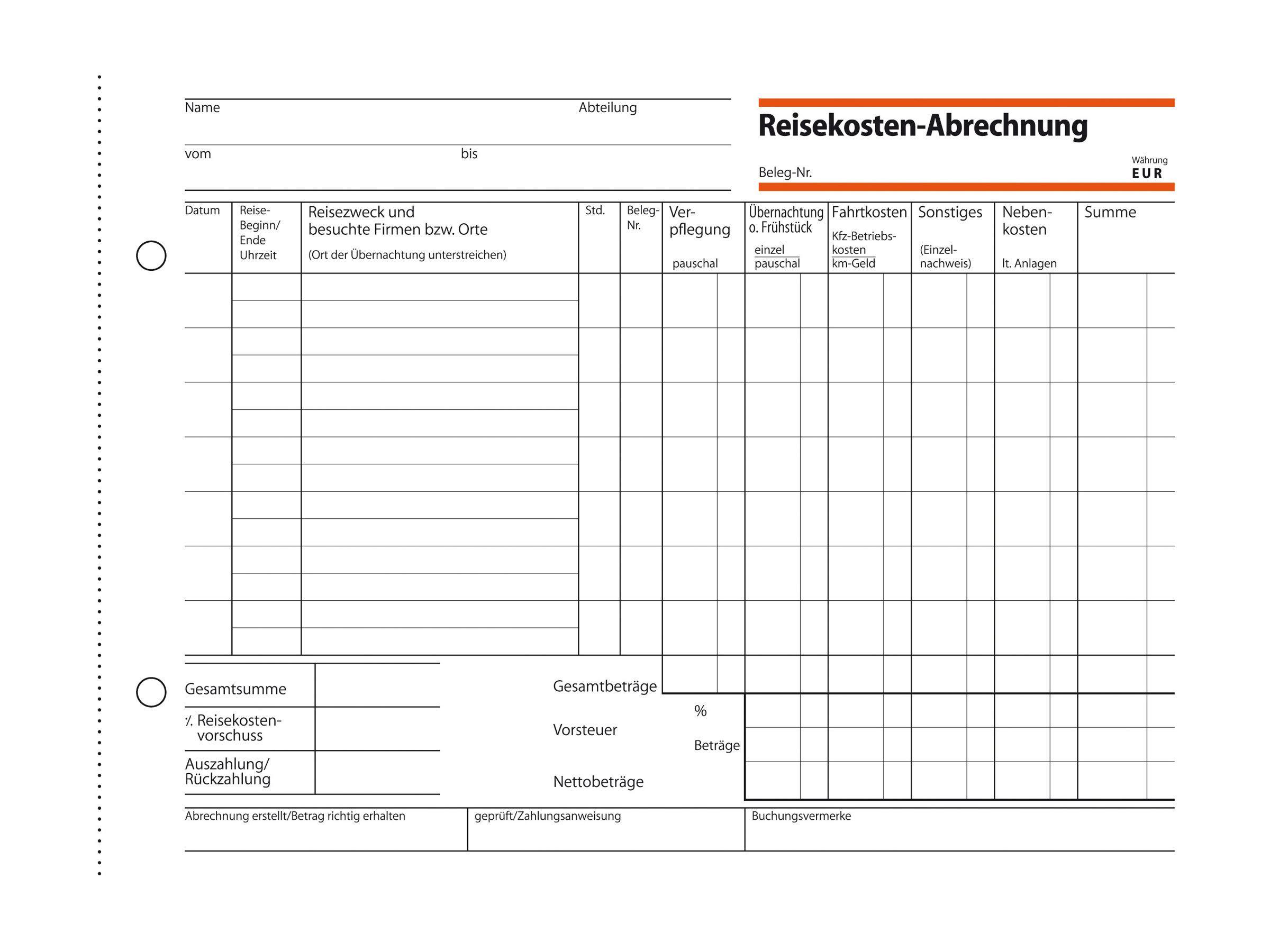 SIGEL Reisekostenabrechnung woechentlich Formularbuch RA517, 1 St