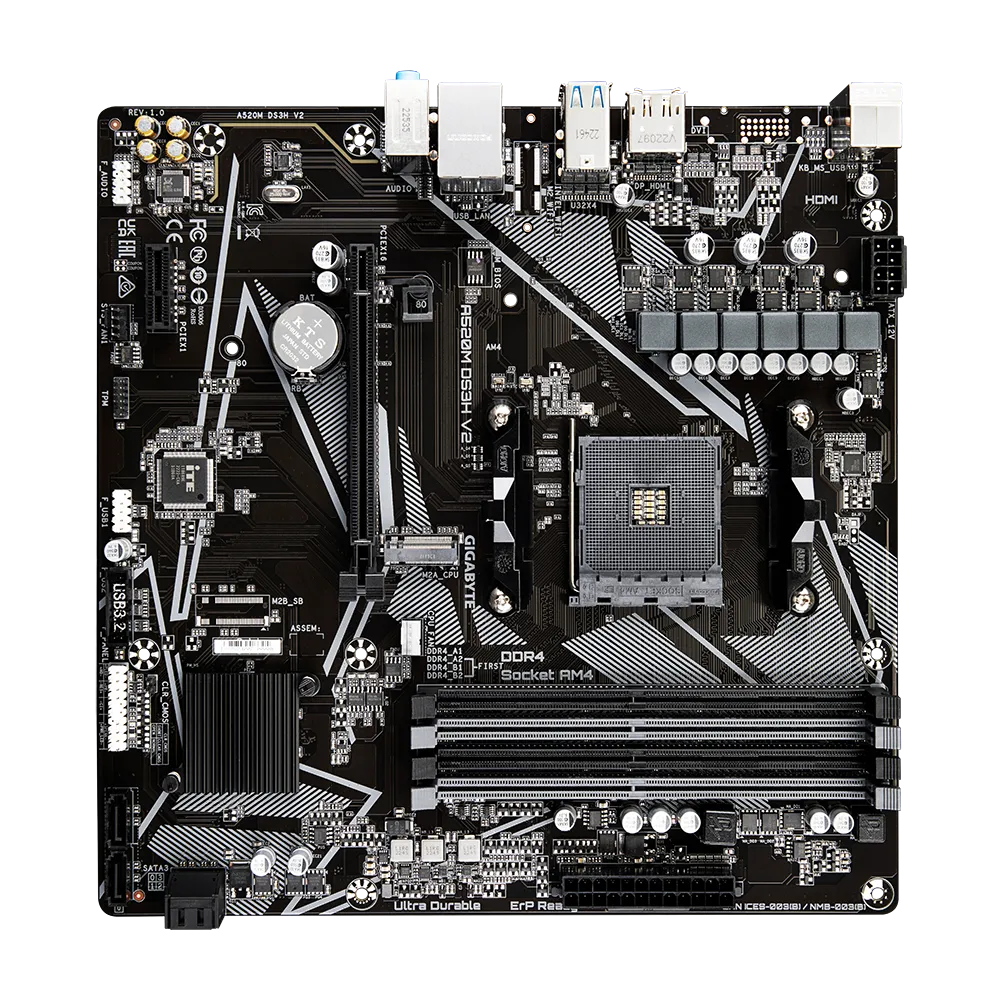 GIGABYTE A520M DS3H V2 AM4 4xDDR4 Micro ATX MB 4xSATA 1xM2