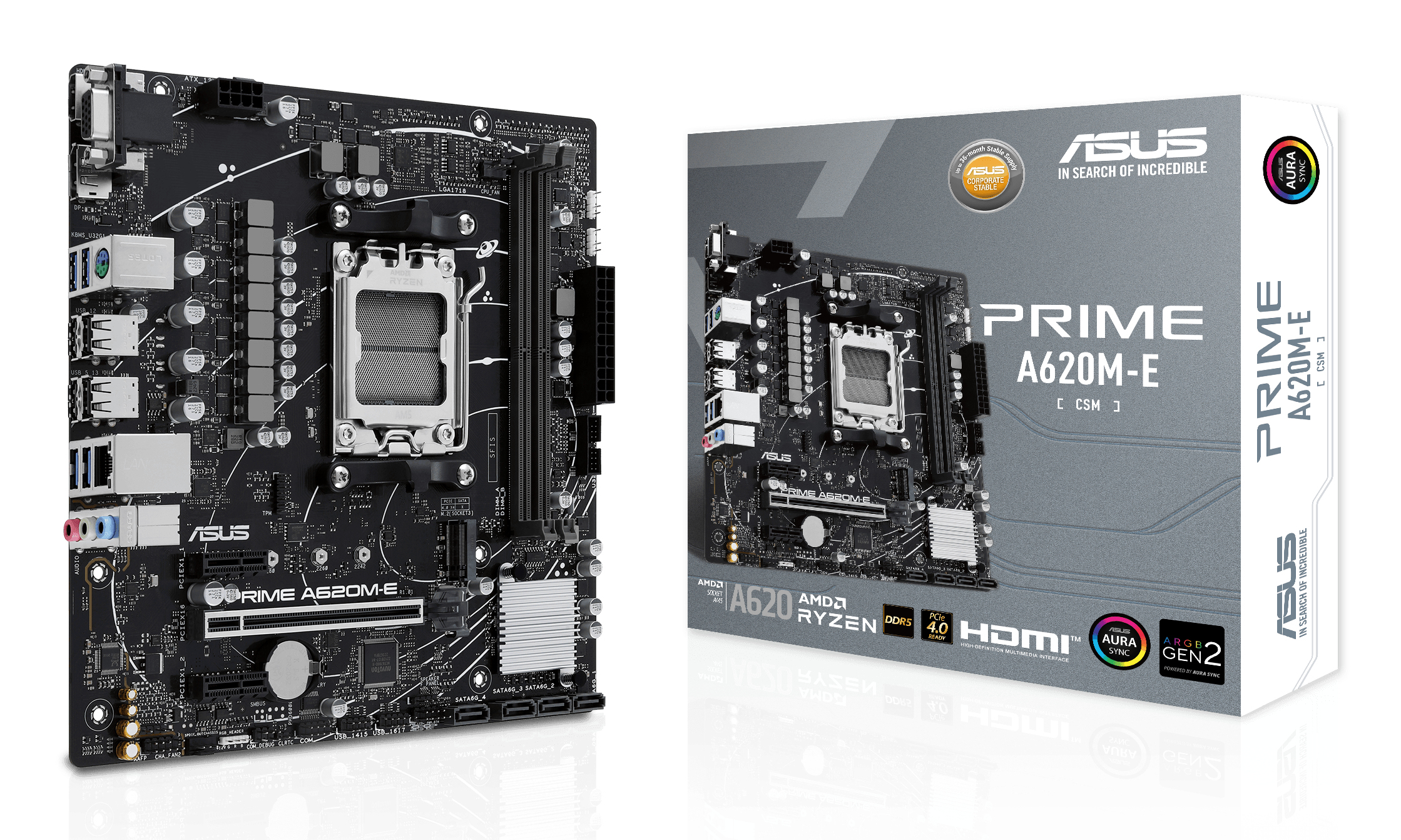 ASUS PRIME A620MECSM AM5 2xDDR5 mATX MB 4xSATA 1xM2