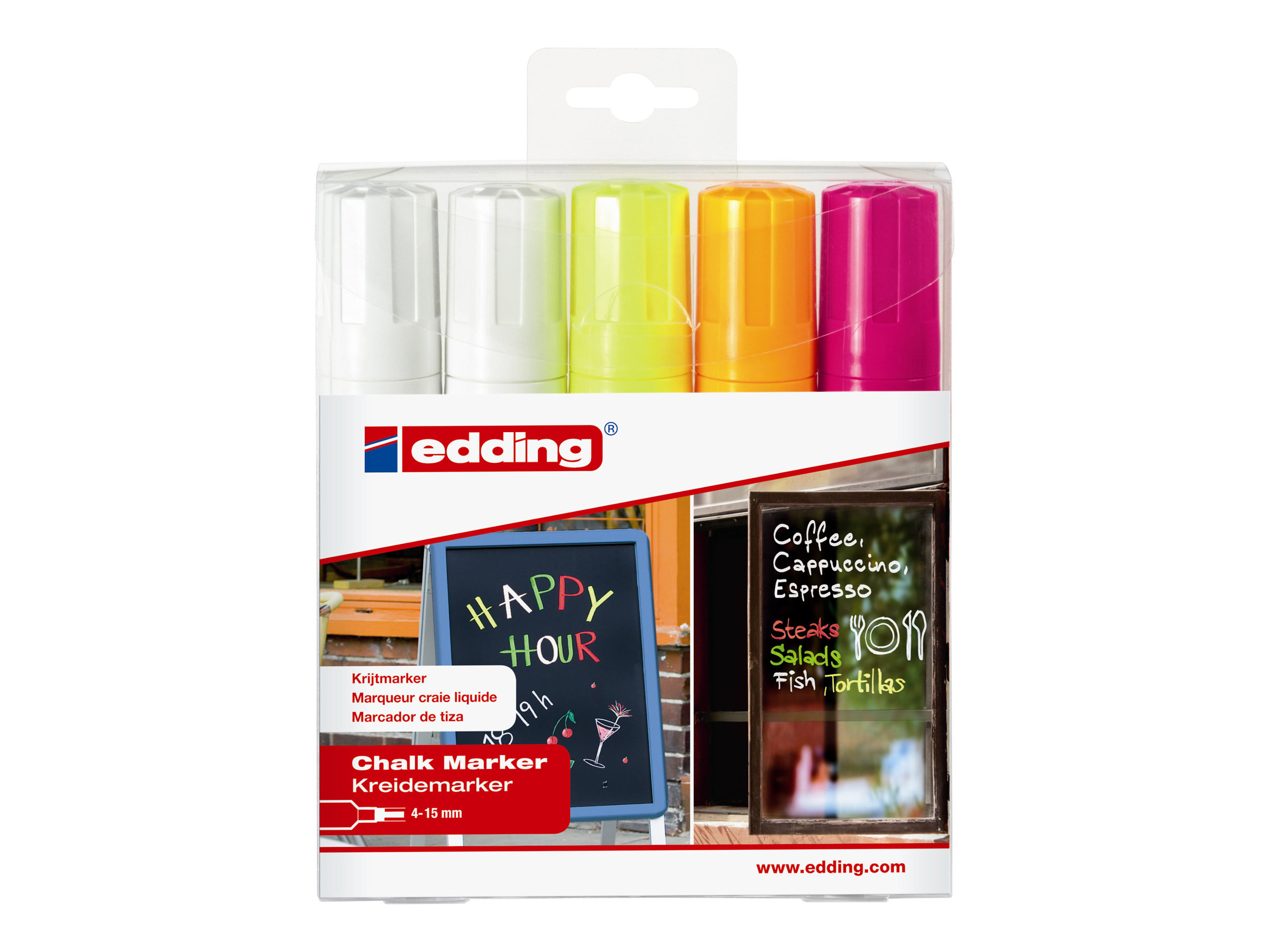 edding 4090 Kreidemarker farbsortiert 4,0 - 15,0 mm, 1 Set