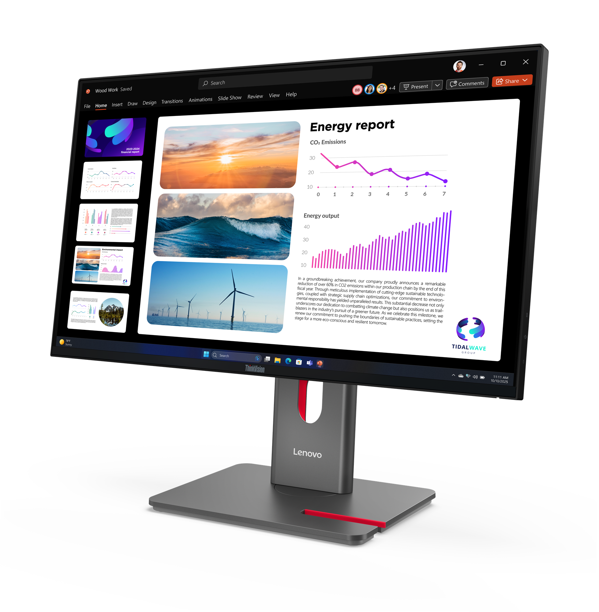 LENOVO ThinkVision P24Q40 60,45cm 23,8Zoll 2560x1440 IPS 120Hz Daisy Chain USBC 15W Factory calibrated panel Epeat Gold TCO10