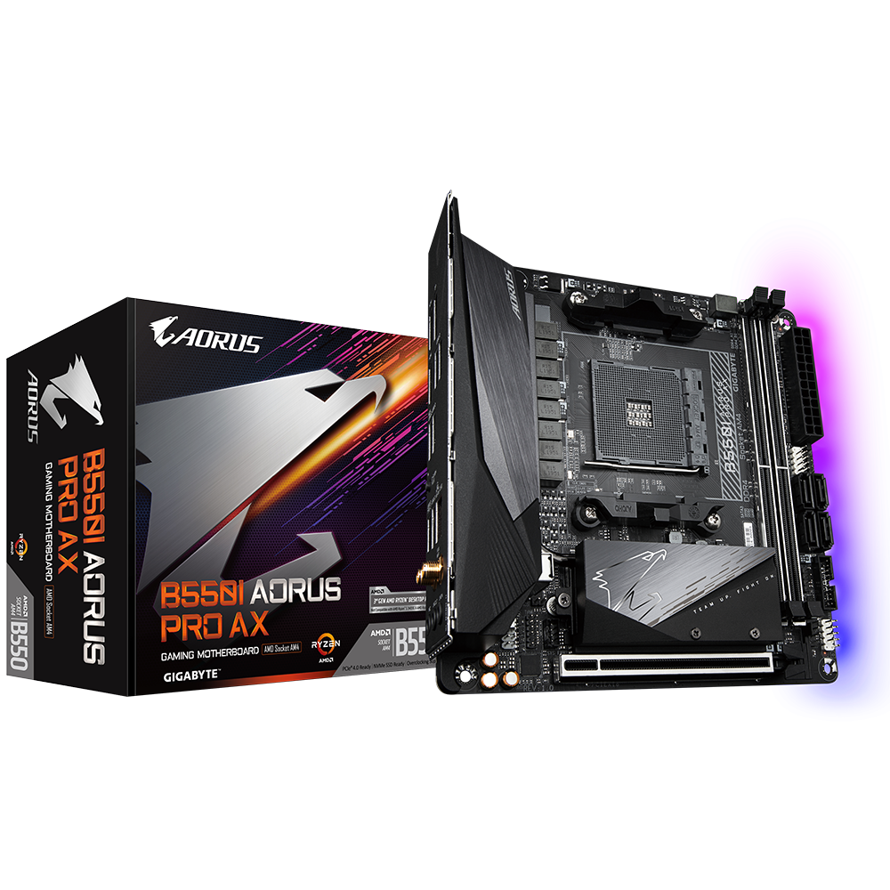 GIGABYTE B550I AORUS PRO AX AM4 DDR4 2xM2 4xSATA WiFi DP HDMI mITX MB