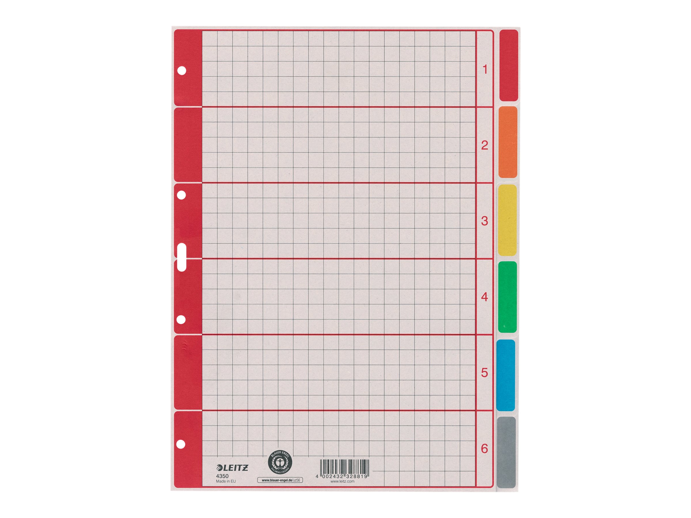 LEITZ Ordnerregister Vollformat 1-6 grau, farbig 6-teilig, 1 Satz LEITZ Ordnerregister Vollformat 1-6 grau, farbig 6-teilig, 1 Satz