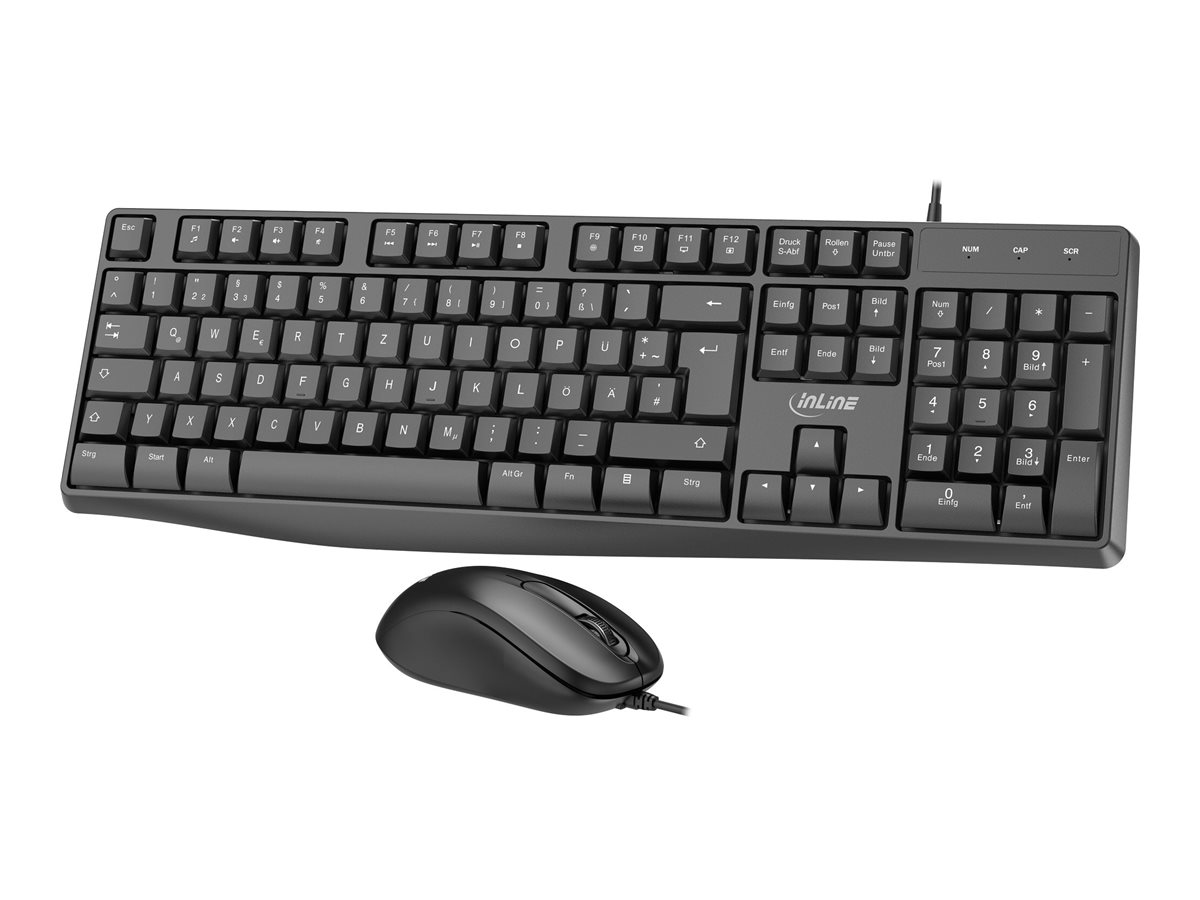 INLINE Basic Desktop II Tastatur-Maus Set USB DE Layout optisch 1200dpi schwarz INLINE Basic Desktop II Tastatur-Maus Set USB DE Layout optisch 1200dpi schwarz