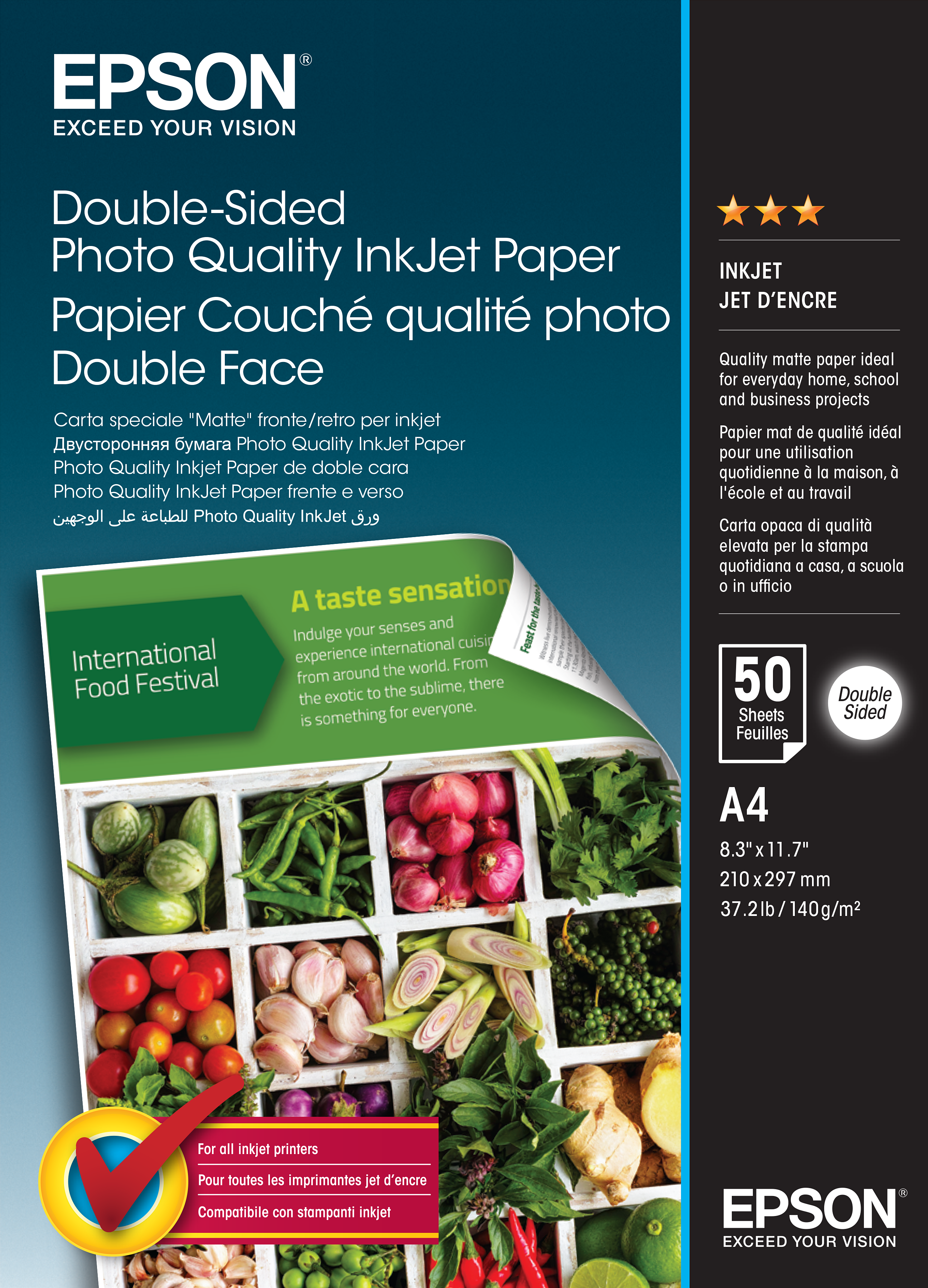 EPSON DoubleSided Photo Quality Inkjet Paper A4 50 Sheets