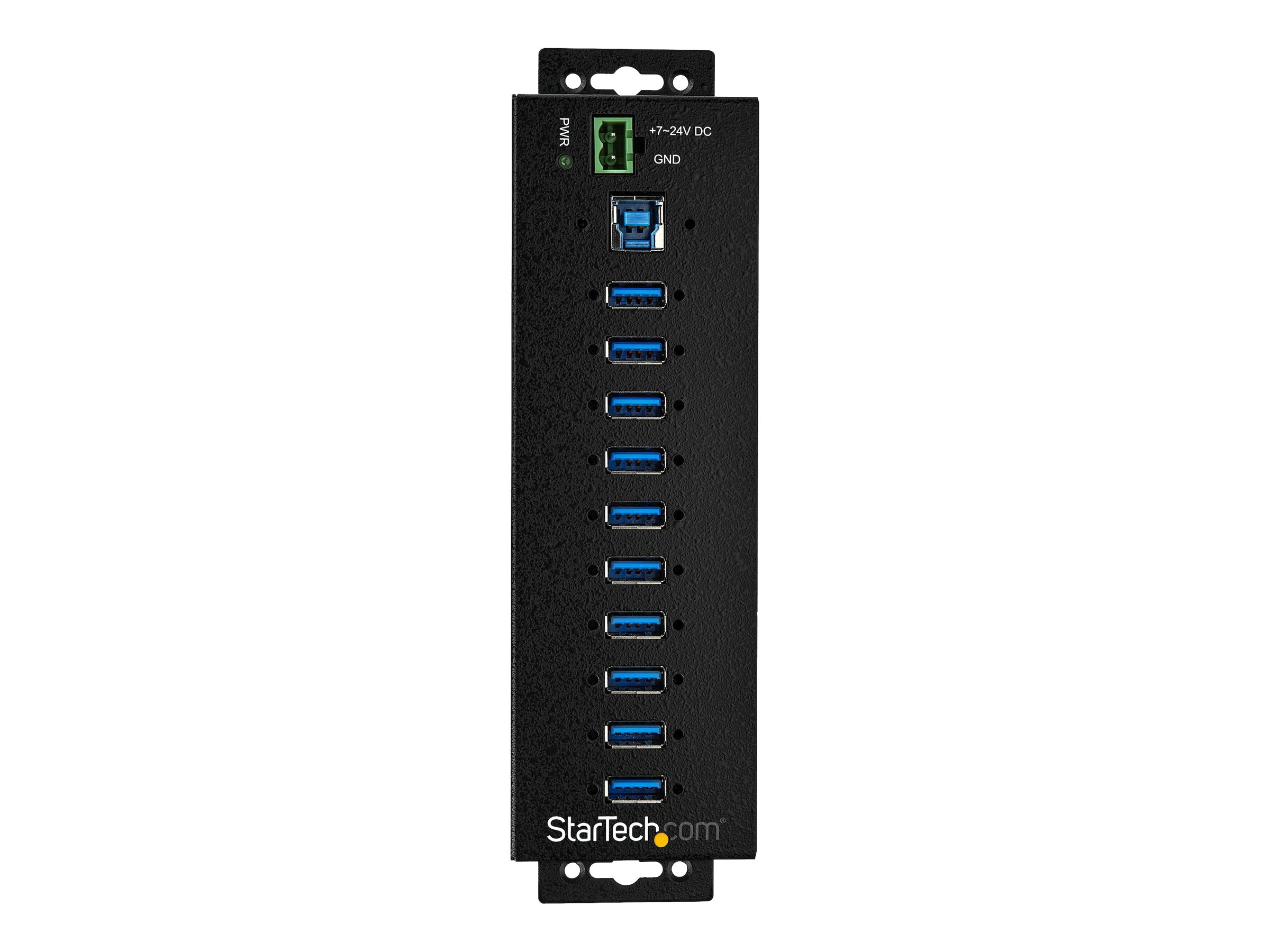 StarTech.com HB30A10AME USB 3.0 Hub (10-Port, Din-Rail,  Industrielle Anwendung, externes Netzteil, Uberspannungsschutz, ESD, 350 W, 15 kV) - Hub - 10 Anschlüsse - TAA-konform